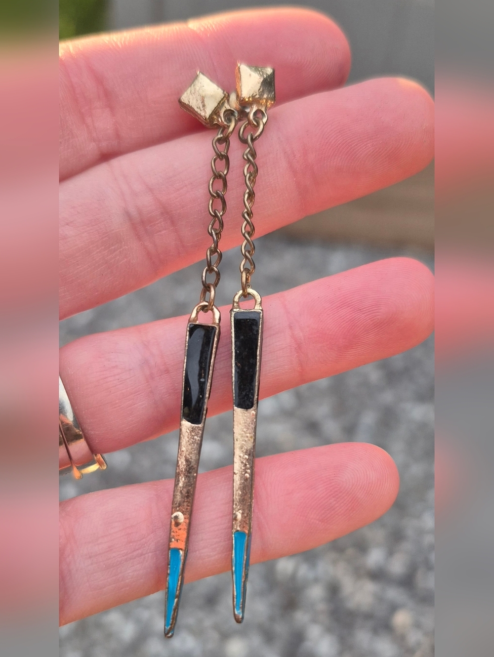 3 For $15!! Gold-Tone Black Blue Gold Drop Earrings